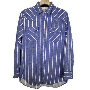 Vintage Saddle King Western Flannel Pearl Snap Shirt Mens Size XL 17 1/2 Striped
